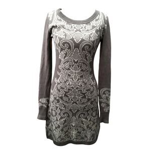 Athleta Duluth Sweater Dress  jacquard floral pattern featuring taupe/brown XS